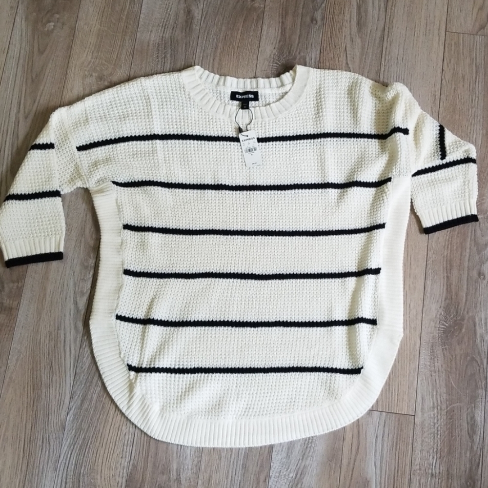 Express Bateau Neck Circle Hem Sweater NWT
